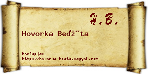 Hovorka Beáta névjegykártya