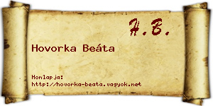Hovorka Beáta névjegykártya